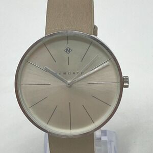 Newgate Watch Men Women 40mm Silver Tone Modern Leather 30M WR New Battery 9"